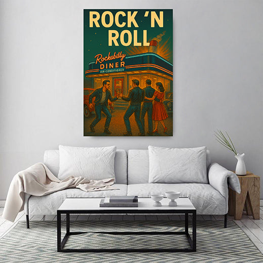 Kunstdruck Rock-n-Roll Diner-Gang