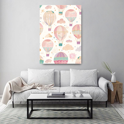 Kunstdruck bunte Heißluftballons 