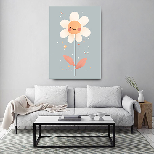 Kunstdruck freundliche Blume hellblau 