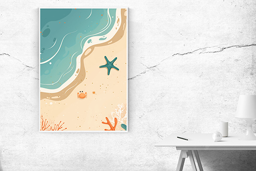 Kunstdruck Krabbe am Stand 