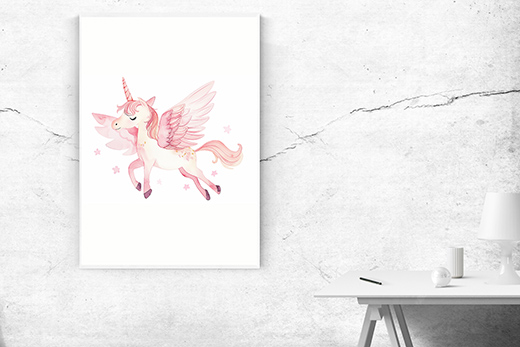 Kunstdruck rosa Pegasus 