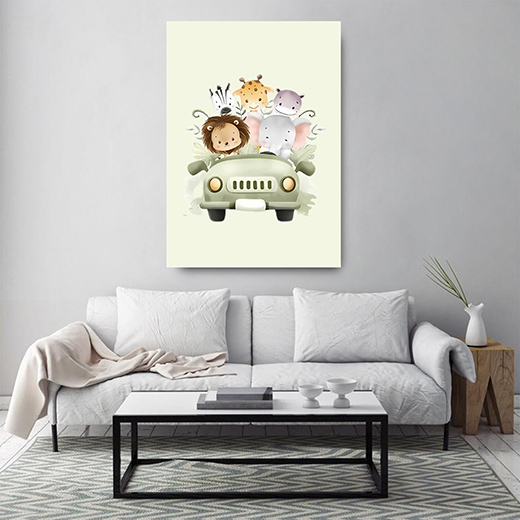 Kunstdruck Tiere im Auto 