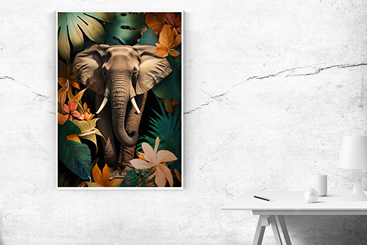 Kunstdruck Elefant im Dschungel 