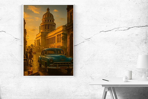 Kunstdruck Kubastraße mit Auto 