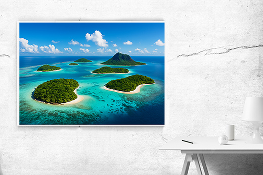 Kunstdruck Meer und Inseln I 