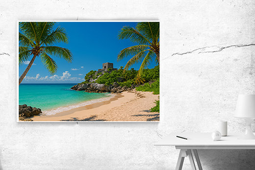 Kunstdruck Palmenstrand mit Burg 