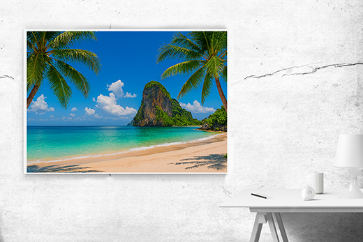 Kunstdruck Palmenstrand Felsen II 