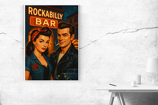 Kunstdruck Rockabilly-Bar Pärchen 