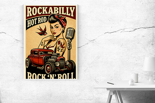Kunstdruck Rockabilly Girl 1 