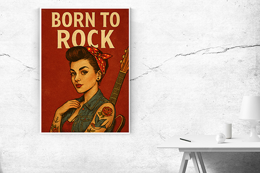 Kunstdruck Rockabilly Girl 5 born to rock 