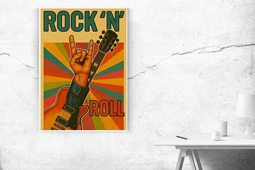 Kunstdruck Rock-n-Roll Plakat bunt 