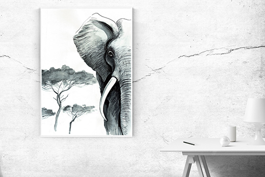 Kunstdruck Elefant Skizze