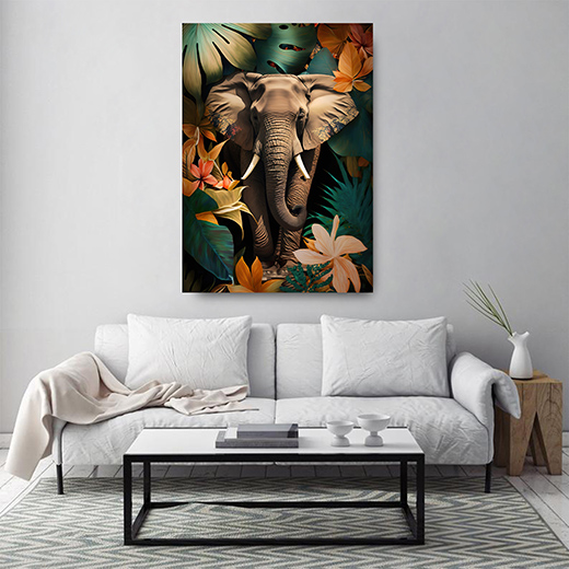 Kunstdruck Elefant im Dschungel