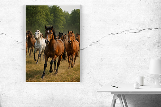 Kunstdruck Pferdeherde Wiese