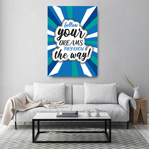 Kunstdruck follow your dreams blau