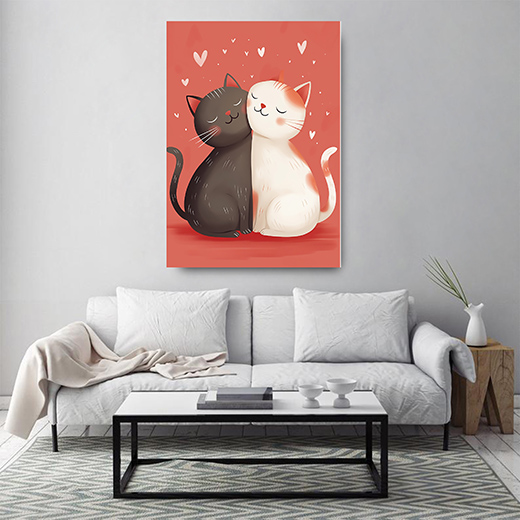 Kunstdruck kuschelnde Katzen