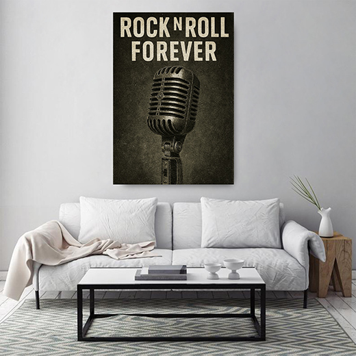 Kunstdruck Rock-n-Roll forever schwarz-weiß