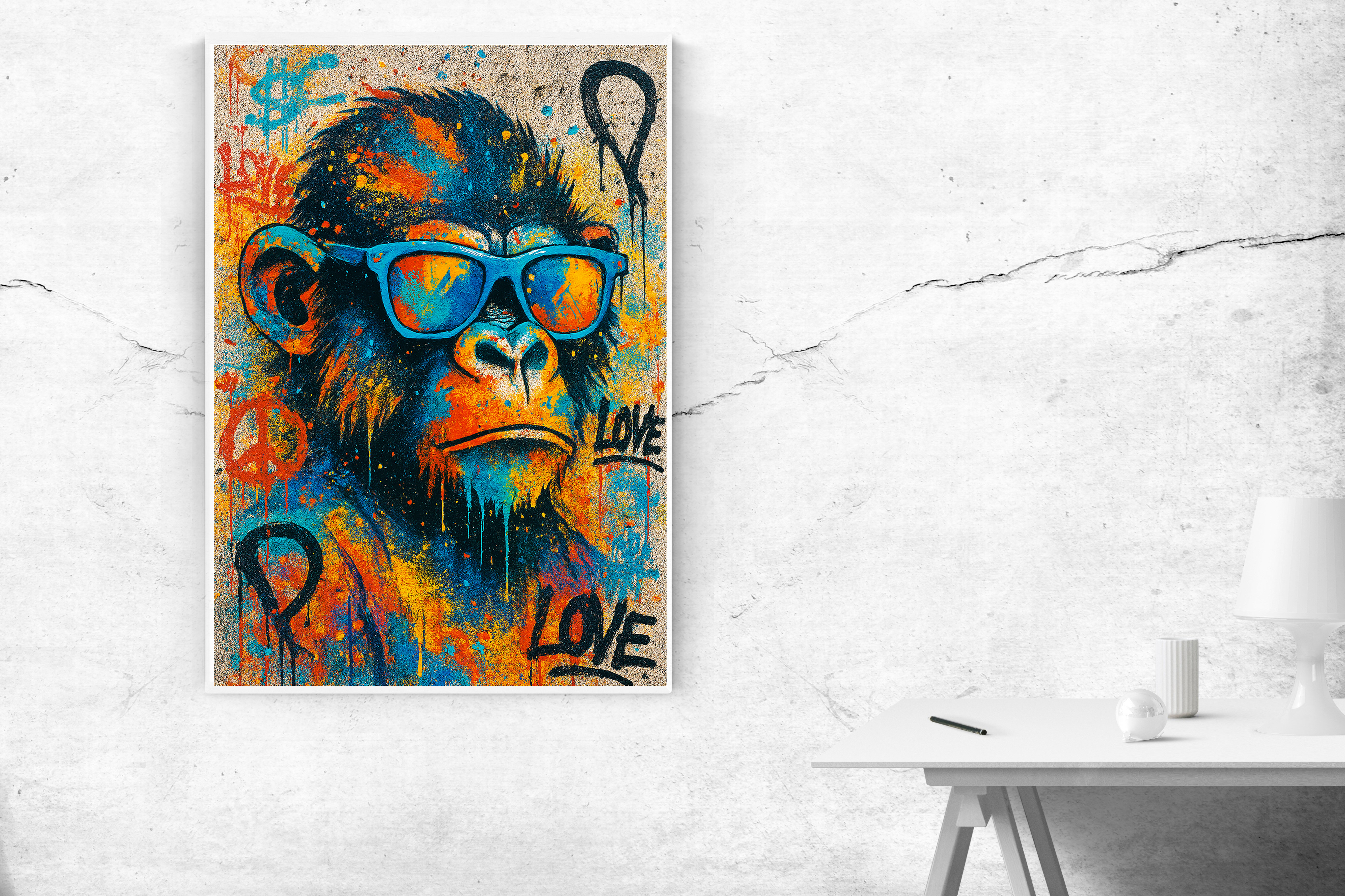 Kunstdruck Affe mit Sonnenbrille