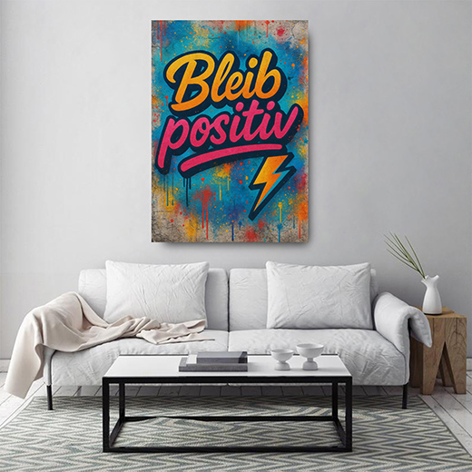 Kunstdruck bleib positiv Schreibschrift