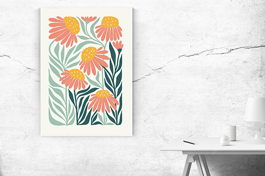 Kunstdruck Blumen rosa