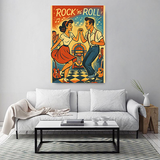 Kunstdruck Rock-n-Roll Comic-Paar