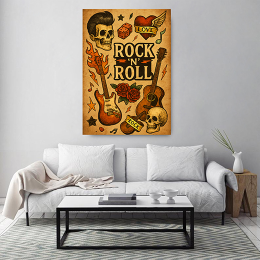 Kunstdruck Rock´n´Roll Plakat hell