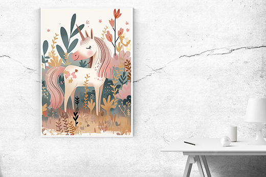 Kunstdruck Einhorn im Wald