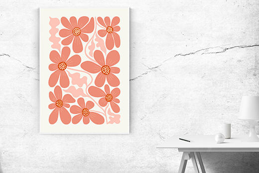 Kunstdruck rosa Blumen