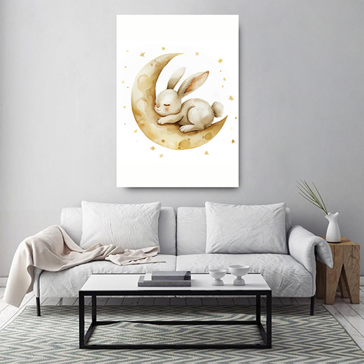 Kunstdruck schlafendes Häschen