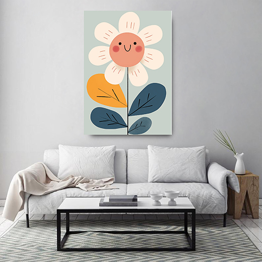 Kunstdruck lächelnde Blume weiss