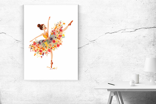Kunstdruck Ballerina mit Blumenrock