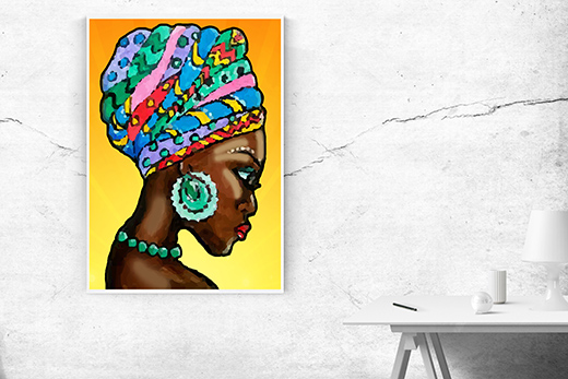 Kunstdruck bunter Turban