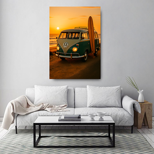 Kunstdruck Bully mit Surfbrett