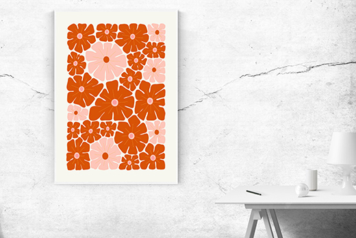 Kunstdruck rot-rosa Blumen