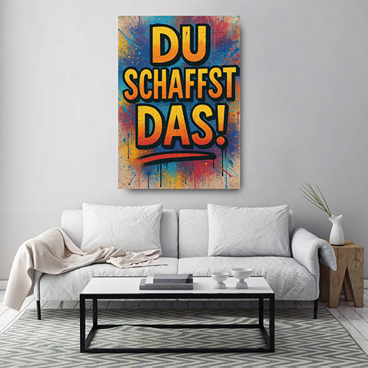 Kunstdruck du schaffst das gelb