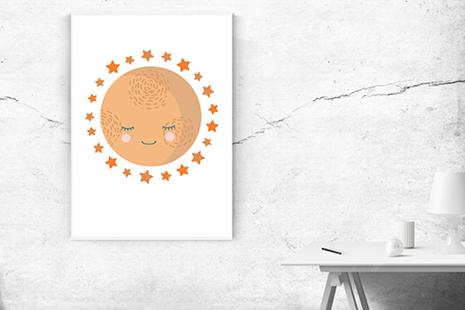 Kunstdruck Mond & Sterne