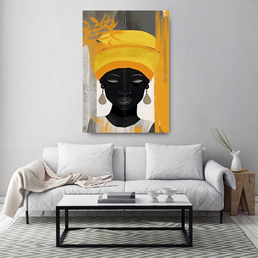 Kunstdruck Frau schwarz-gelb