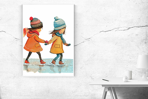 Kunstdruck Schlittschuh-Mädchen