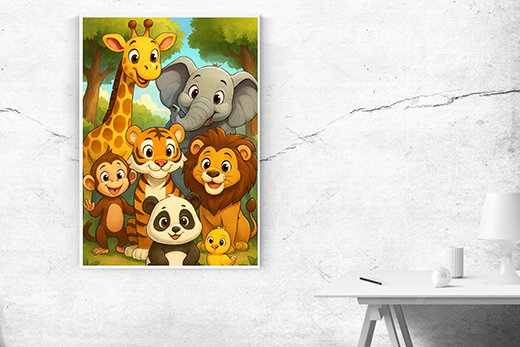 Kunstdruck Comic-Tiere